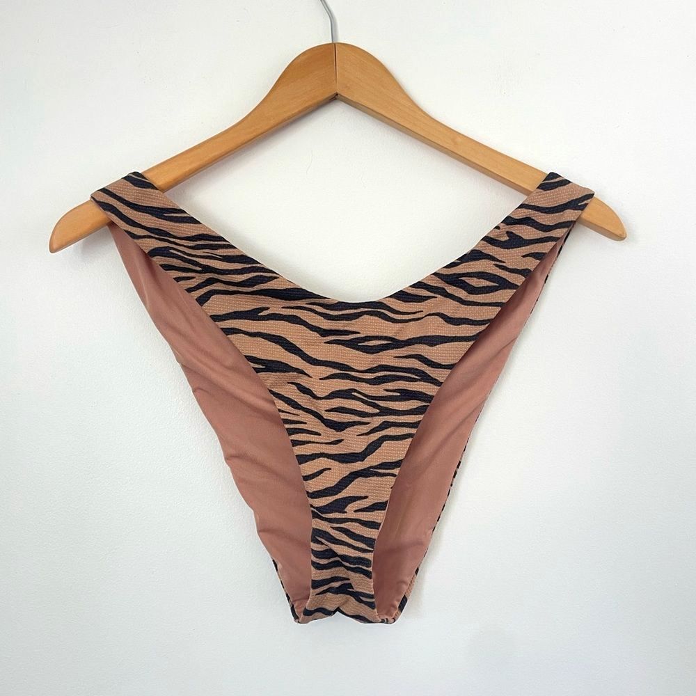 Aerie womens tiger print high leg bikini bottoms cheekier plus coquina size XL